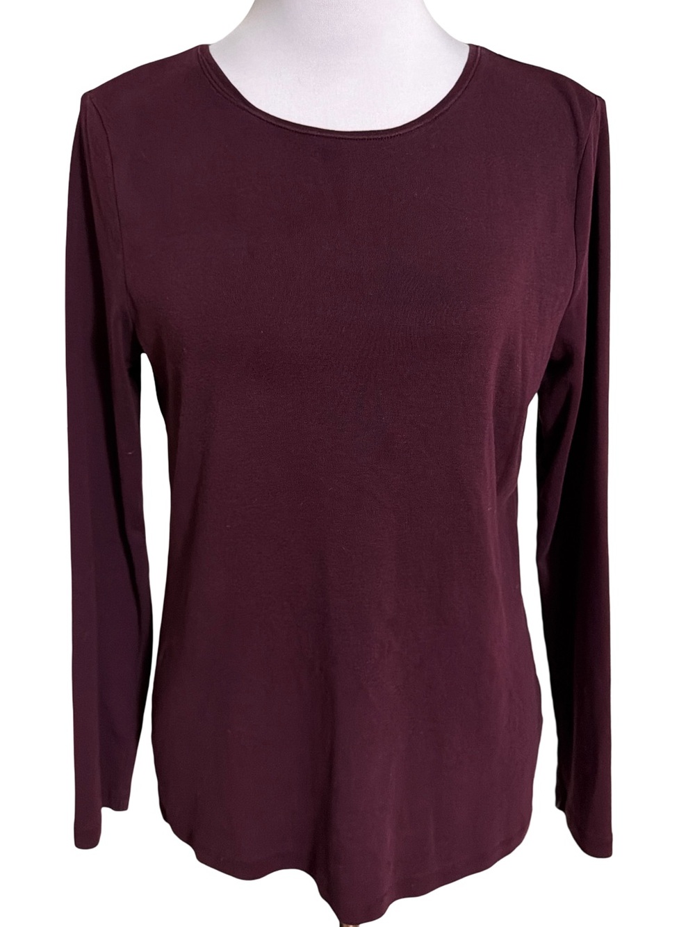 Talbots Long Sleeve Crewneck Top Deep Plum